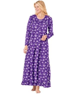 Dreams & Co. Plus Size Long-sleeve Gown - Purple
