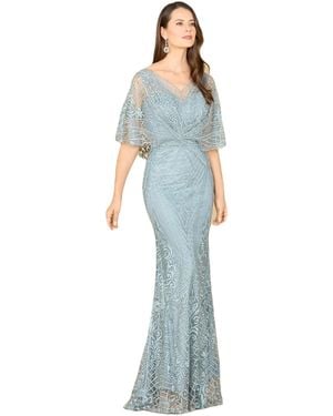Lara Cape Sleeve Mermaid Gown - Blue