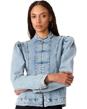 Steve Madden Aberdeen Puff-sleeve Denim Blouse - Blue