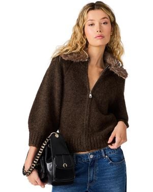 Steve Madden Odessa Fitted Full-zip Cardigan - Black