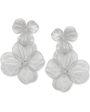Lonna & Lilly Gold-tone Openwork Flower Double Drop Earrings - White