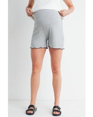 Hello Miss Maternity Ribbed Lounge Shorts - Gray