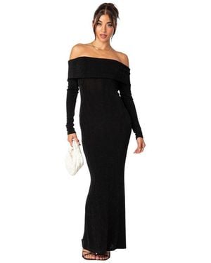Edikted Susan Fold Over Maxi Dress - Black