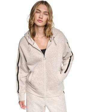 DKNY Textured Tape Full-zip Hoodie - Natural