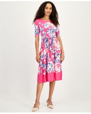Kasper Printed Tie-waist Midi Dress - Pink