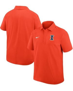 Nike Illinois Fighting Illini Woven Dri-fit Polo Shirt - Red