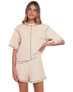 Petal & Pup Melody Knit Short Set - Natural