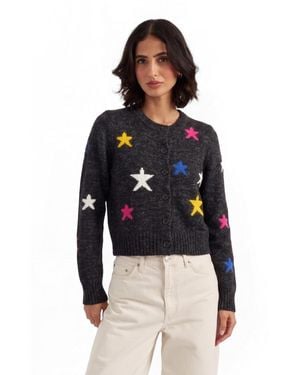 Chinti & Parker Wool-cashmere Blend Star Crewneck Cardigan - Blue