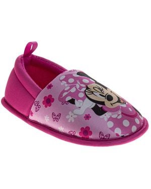 Disney Toddler Minnie Mouse Slippers Soft Plush Cozy Warm Comfort Fit Nonskid Sole Indoor Wear (toddler / Kid) - Purple