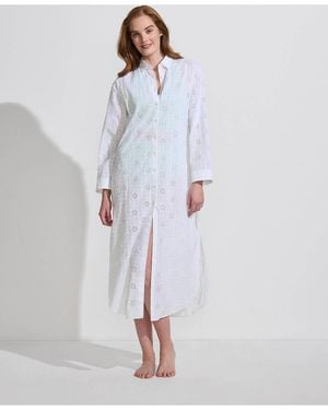 Lands' End Eyelet Button Down Maxi Cover-up Dress - White