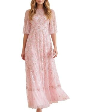 Needle & Thread Rococo Ribbon Floral-embroidered Sheer Gown - Pink