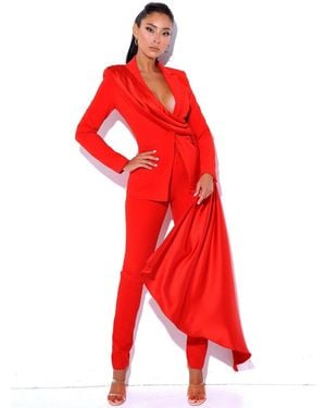 Miss Circle Vayla Skinny Fit Crepe Pants - Red