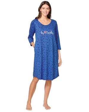 Avenue Body Three-quarter Sleeve Sleepshirt - Blue