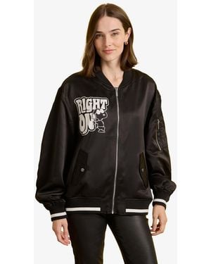 Sanctuary Zipper Front Bomber Jacket - Black