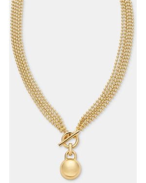 Anne Klein Tone Metal Beaded Chain Dome Pendant Necklace - Metallic
