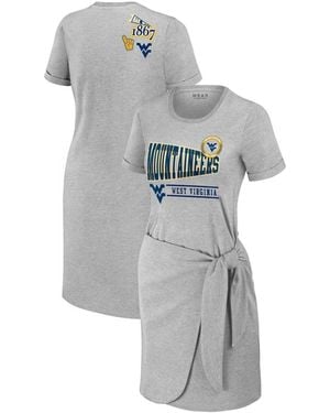 WEAR by Erin Andrews West Virginia Mountaineers Knotted T-shirt Dress - Gray