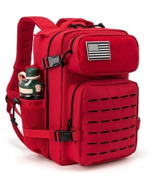Aofar 25l Outdoor Camping Molle Daypack Hiking Rucksack Bottle Holder - Red