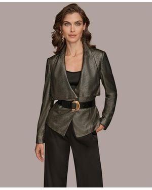 Donna Karan Novelty Belted Long Sleeve Jacket - Multicolor