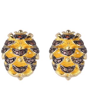 Noir Jewelry Acorn Stud Earring With Cubic Zirconia Stones - Metallic