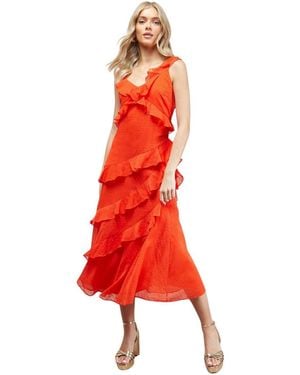 Oasis Dobby Ruffle V-neck Tiered Midi Dress