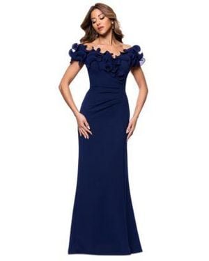 Xscape Ruffled Off The Shoulder Crepe Gown - Blue