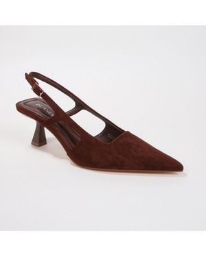 BERNESS Cleopatra Faux Suede Slingback Kitten Heels - Brown