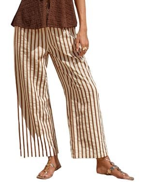CUPSHE Popular Culture Striped Pants - Brown