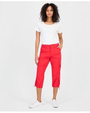Style & Co. Petite Mid Rise Bungee-hem Capri Pants - Blue