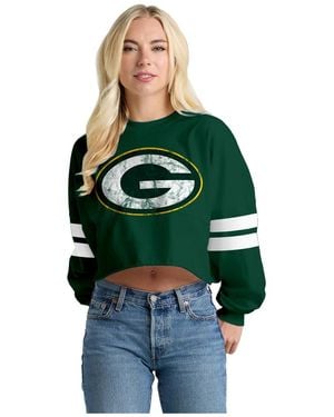Spirit Jersey Bay Packers Oversized Cropped Stripe Long Sleeve T-shirt - Green
