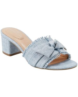 Bandolino Arden Raffia Knotted Bow Block Heel Sandals - Blue