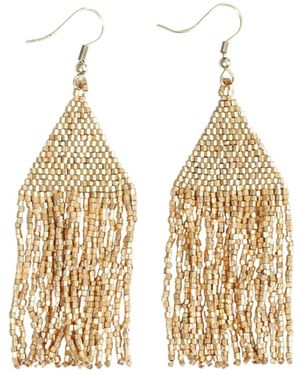 INK+ALLOY Lexie Solid Beaded Fringe Earrings - Metallic