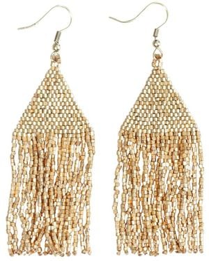 INK+ALLOY Lexie Solid Beaded Fringe Earrings - Metallic