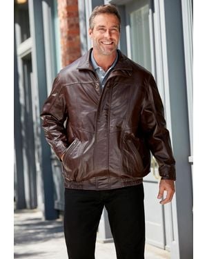 Kingsize Big & Tall Leather Bomber Jacket - Black