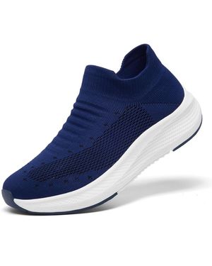 Peneyon Slip On Walking Shoes Lightweight Casual Breathable Sneakers - Blue