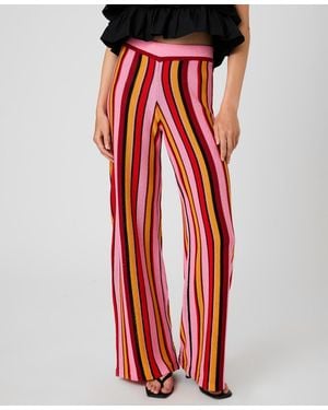 French Connection Motley Knit Striped Flare Pants - Red