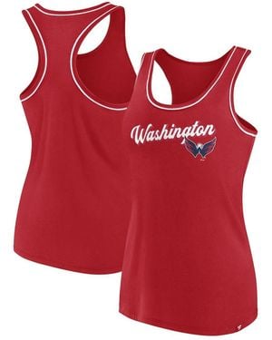 Fanatics Washington Capitals Wordmark Logo Racerback Scoop Neck Tank Top - Red