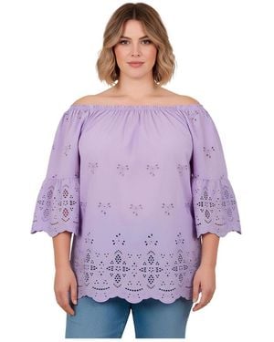 Avenue Plus Size Convertible Eyelet Tunic - Purple