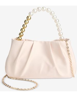 INC International Concepts Imitation Small Pearl Handle Handbag - Natural