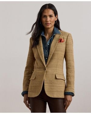 Ralph Lauren Herringbone Linen-blend Tweed Blazer - Brown