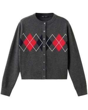 Mango Rhombus Cardigan - Red