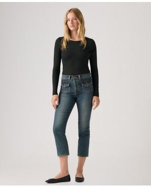 Levi's Wedgie Flap Pocket High Rise Cropped Jeans - Blue