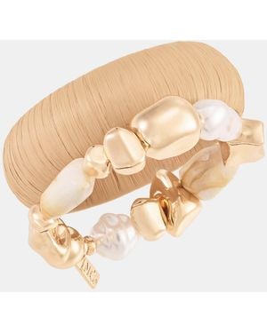 INC International Concepts 2-pc Set Raffia & Beaded Stretch Bracelets - White