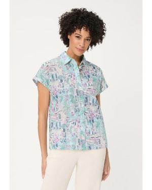 Olsen Italian Villa Print Shirt - Blue