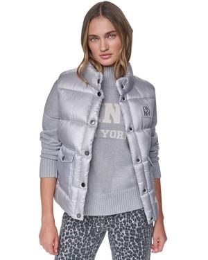 DKNY Mock-neck Puffer Vest - Gray