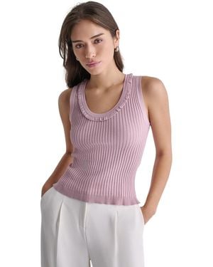 BCBGMAXAZRIA Sleeveless Scoop Neck Knit Top - Purple