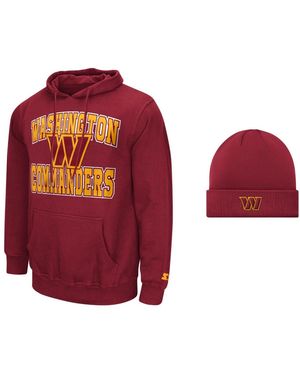 Starter Washington Commanders Graphic Midweight Hoodie And Cuffed Knit Hat - Red