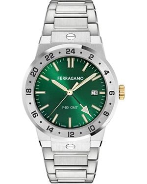 Ferragamo Stainless Steel Bracelet Gmt Watch 41mm - Gray