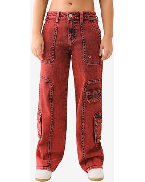 True Religion Bobbi baggy Cargo Flap Jeans - Red