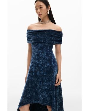 Desigual Asymmetric Tie-dye Dress - Blue