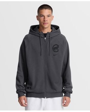 Nike Chicago Cubs Authentic Collection Player Raglan Dri-fit Full-zip Hoodie - Gray